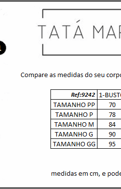 Blusa Glaucia - Tabela de Medidas